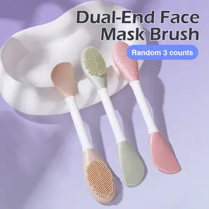 3 Counts double-ended  facial mask brushes, dual-shape ends for skincare taking and smearing