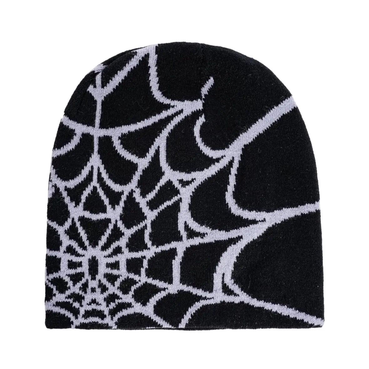 Y2K Spider Web Beanie for Women Men, Grunge Gothic Spider Black White Warm Knit Hat Casual Outdoors, Hat for Winter Fall Spring Summer