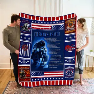 Firefighter Prayer Slogan Print Blanket, Soft Skin-Friendly Fabric, Warm and Cozy, Ideal for Daily Use, Show Respect and Comfort for Firefighters