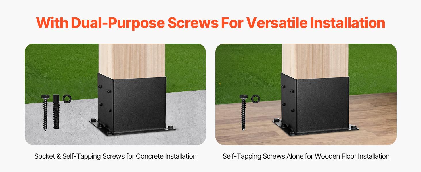 4x4 Post Base 4 Pcs, Inner Size 3.6x3.6 inch / 92x92 mm Post Brackets, Heavy Duty Carbon Steel Decking Posts, Wood Posts Brackets for Pavilion Deck Railing Support Deck Base Plate