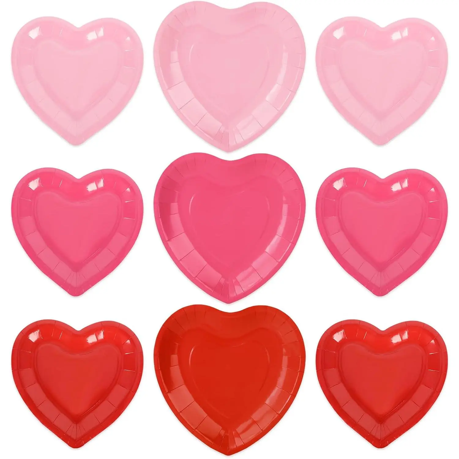 60Pcs Valentine's Day Paper Plate Red Pink Heart Disposable Dinner Dessert Plate 3 Colors Dinnerware Plate For Party Supplies Table Decor