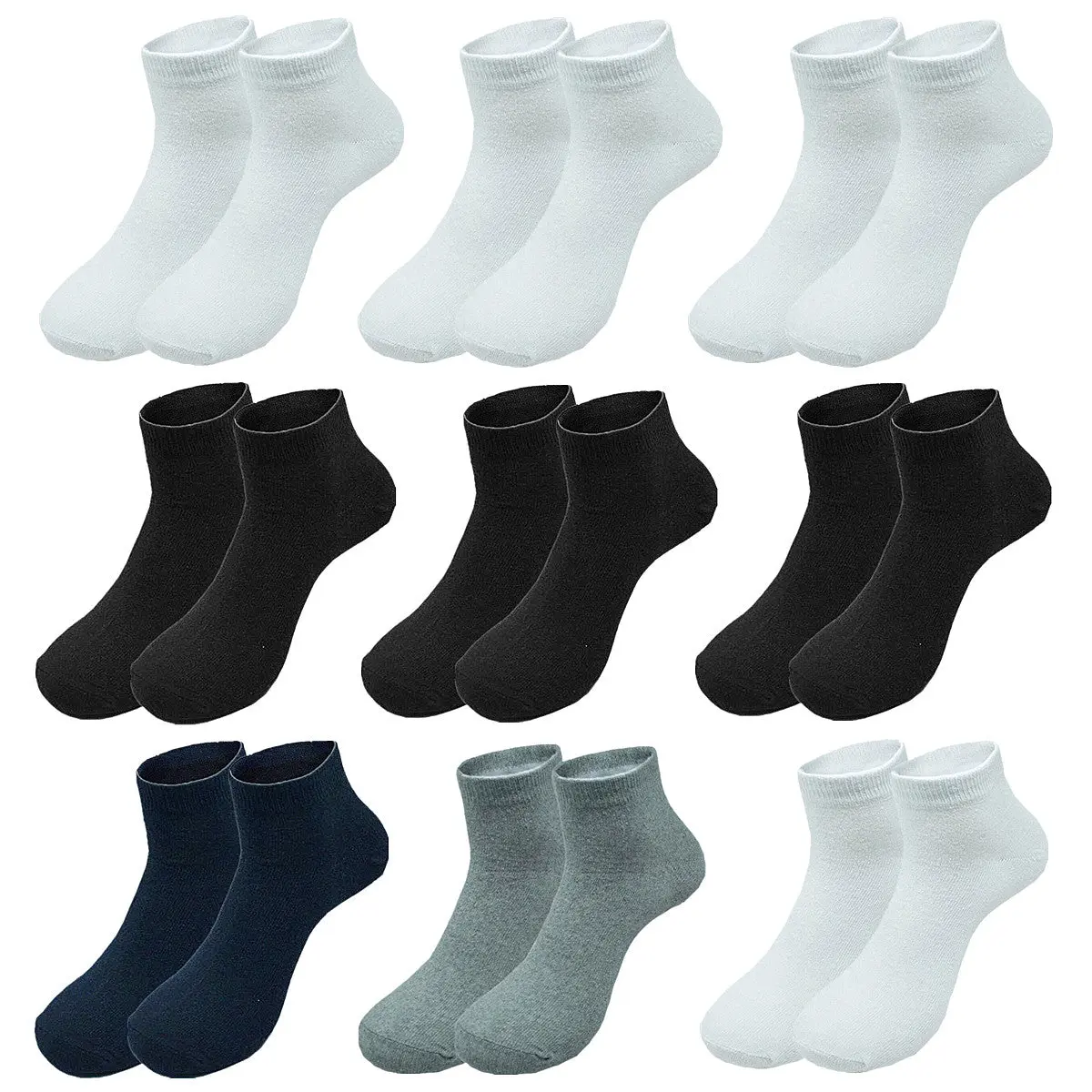 Men's Casual Cotton Solid Classic Sports Socks Ankle Low Cut Size 9-13 Lightweight Socks Athletic Sock