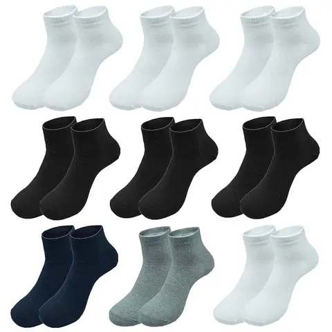 Men's Casual Cotton Solid Classic Sports Socks Ankle Low Cut Size 9-13 Lightweight Socks Athletic Sock