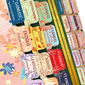 Bible Tabs, 75 pcs/set Colorful Flower Pattern Letter Label Design Laminated Peel-and-Stick Bible Index Tabs for Home, School, Dormitory or Office