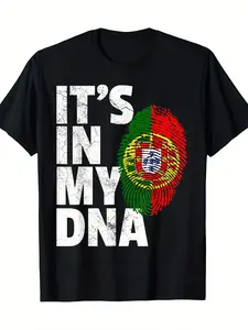Portugal-Portuguese flag T-shirt for men and women T-shirt -220g is flowing in my DNA, durable cotton feel, street casual look, for men, travel outfit, Independence Day, Martin Luther King Jr. Day