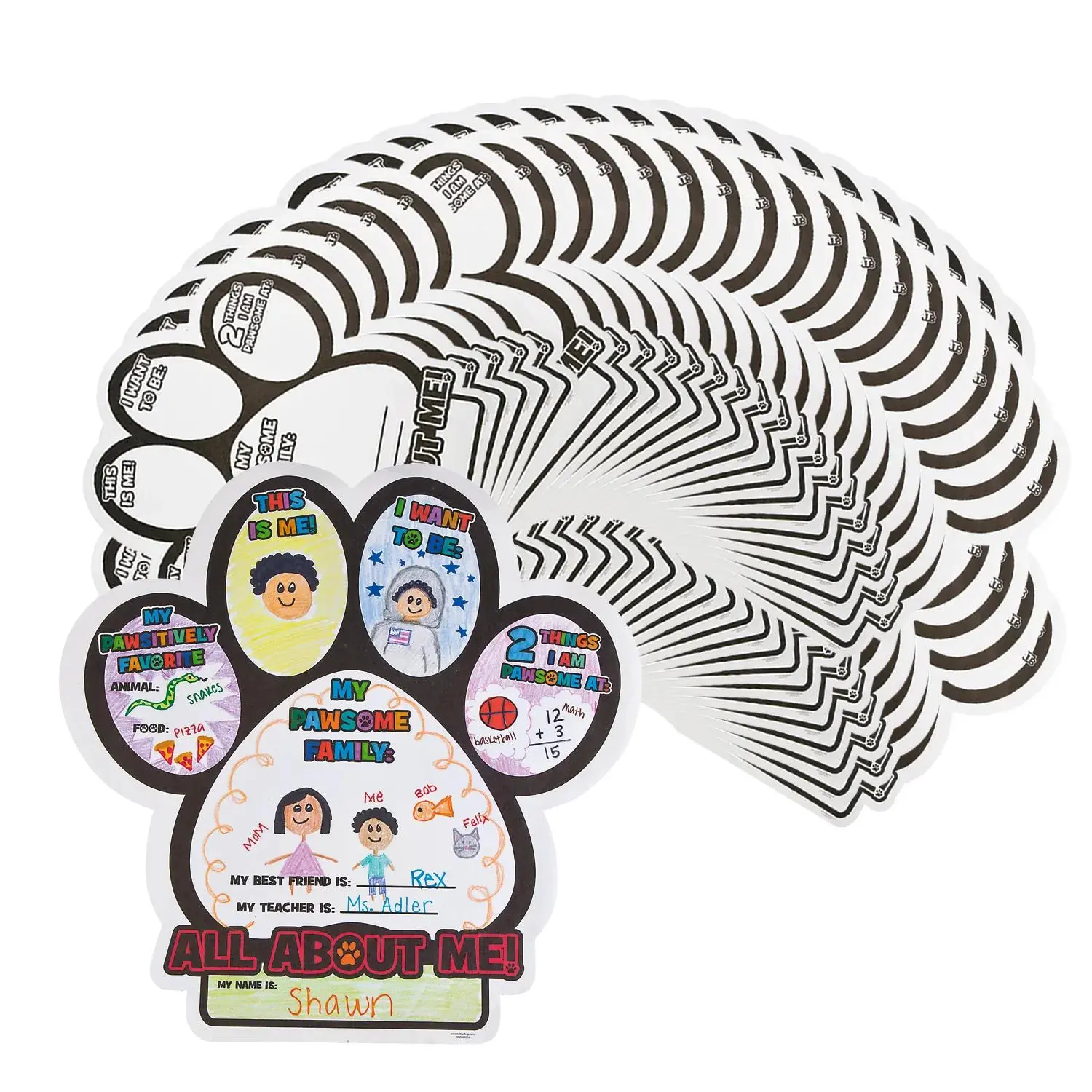 20 1/4" x 21" Bulk 150 Pc. Color Your Own All About Me Paw Print Posters 20 1/4" x 21" Bulk 150 Pc. Color Your Own All About Me Paw Print Posters