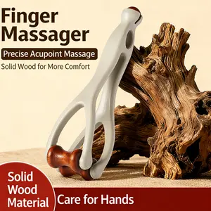 2pac New Wood Multi-Function Finger Massager Dual Roll Neck & Shoulder Massager Portable Meridian Relief Tool for Tension Relief Ergonomic Handle Solid Wood Material