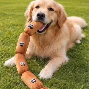 Squeaky Dog Toy | Sausage Shaped Plush Dog Chew Toy for Anti-Destructive Chewing Interactive Calming Toy for Puppy & Dogs Teething Separation Anxiety
