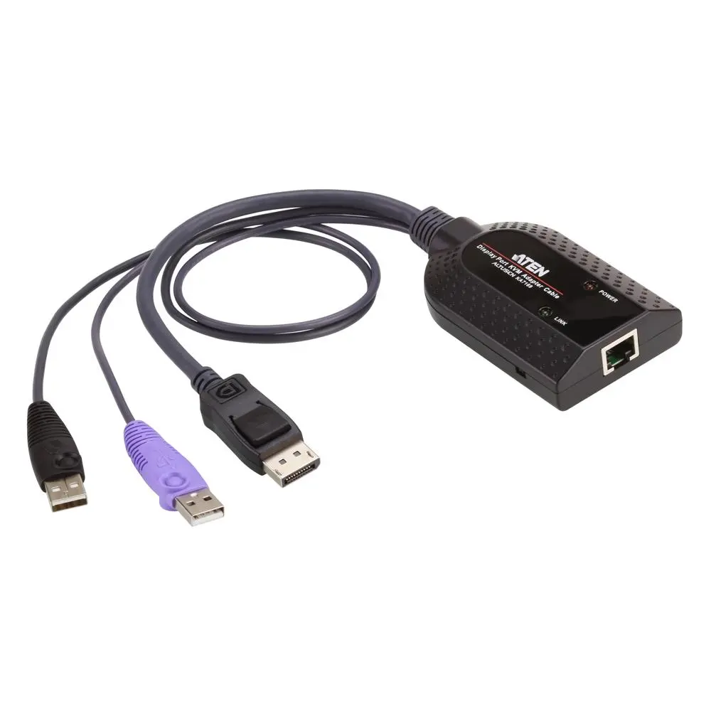 ATEN KA7169 Lightweight Small-Size USB DisplayPort Virtual Media KVM Adapter Cable - Smart Card Support, Delay Skew Tech, Enhanced Video Quality, Superior Signal Comp, Target Computer Compatibility