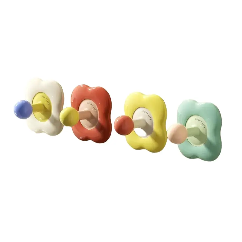 4pcs Multifunctional Flower Hooks for Kitchen Bathroom Bedroom, Bathroom Essentials Accessories, No Drill Hook, Versatile Use in Multiple Scenes, Decorative and Practical Hanging Solutions, Shower Wall Hooks, Towel Hooks