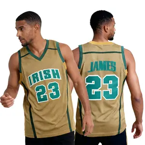 Men Women IRISH Basketball Jersey Stitching Embroidery Number 23 James High School Mesh Breathable Fashion Trendy Wear Yellow White Green