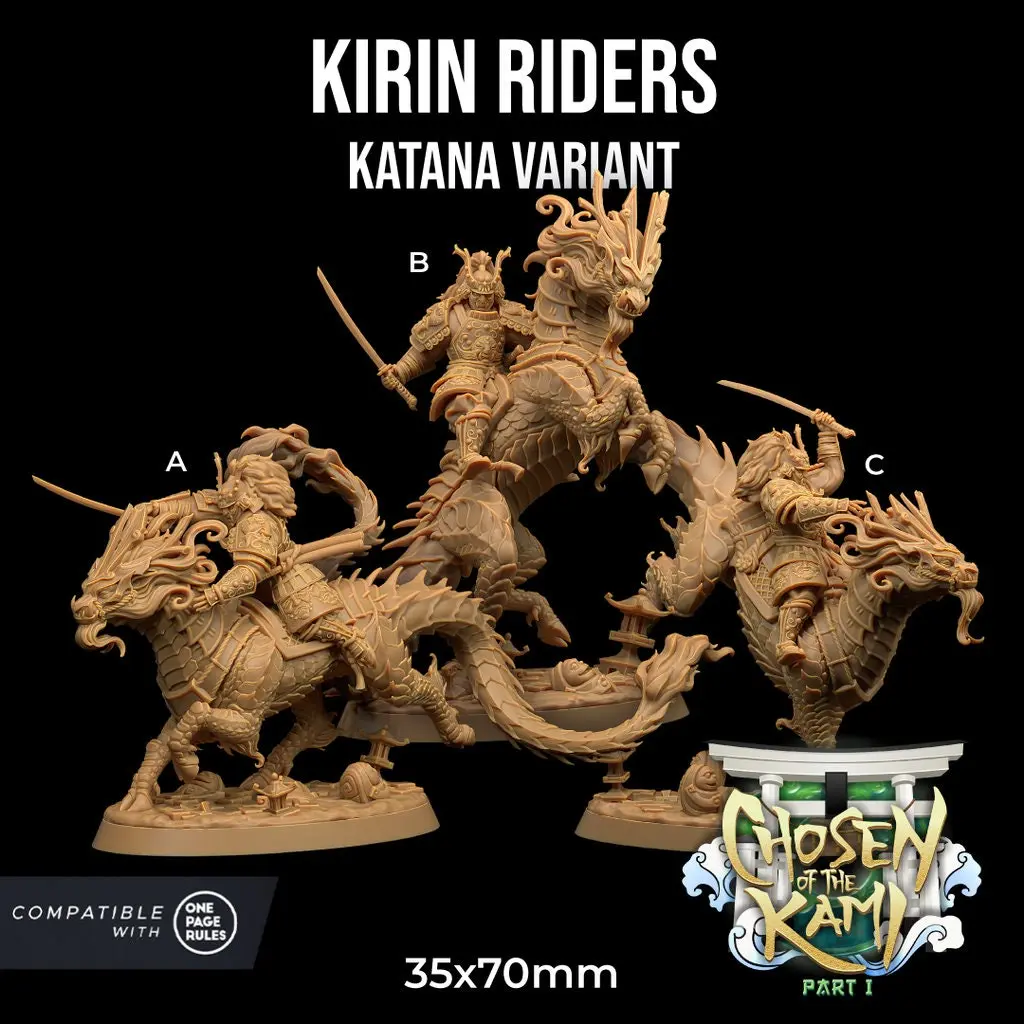 Kirin Rider Katana Naginata Odachi Yari | The Dragon Trappers Lodge | 32mm Scale | Miniature TTRPG Mini DnD Dungeons Dragons Wargame