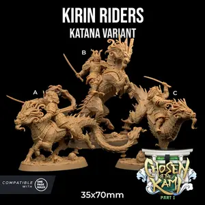 Kirin Rider Katana Naginata Odachi Yari | The Dragon Trappers Lodge | 32mm Scale | Miniature TTRPG Mini DnD Dungeons Dragons Wargame