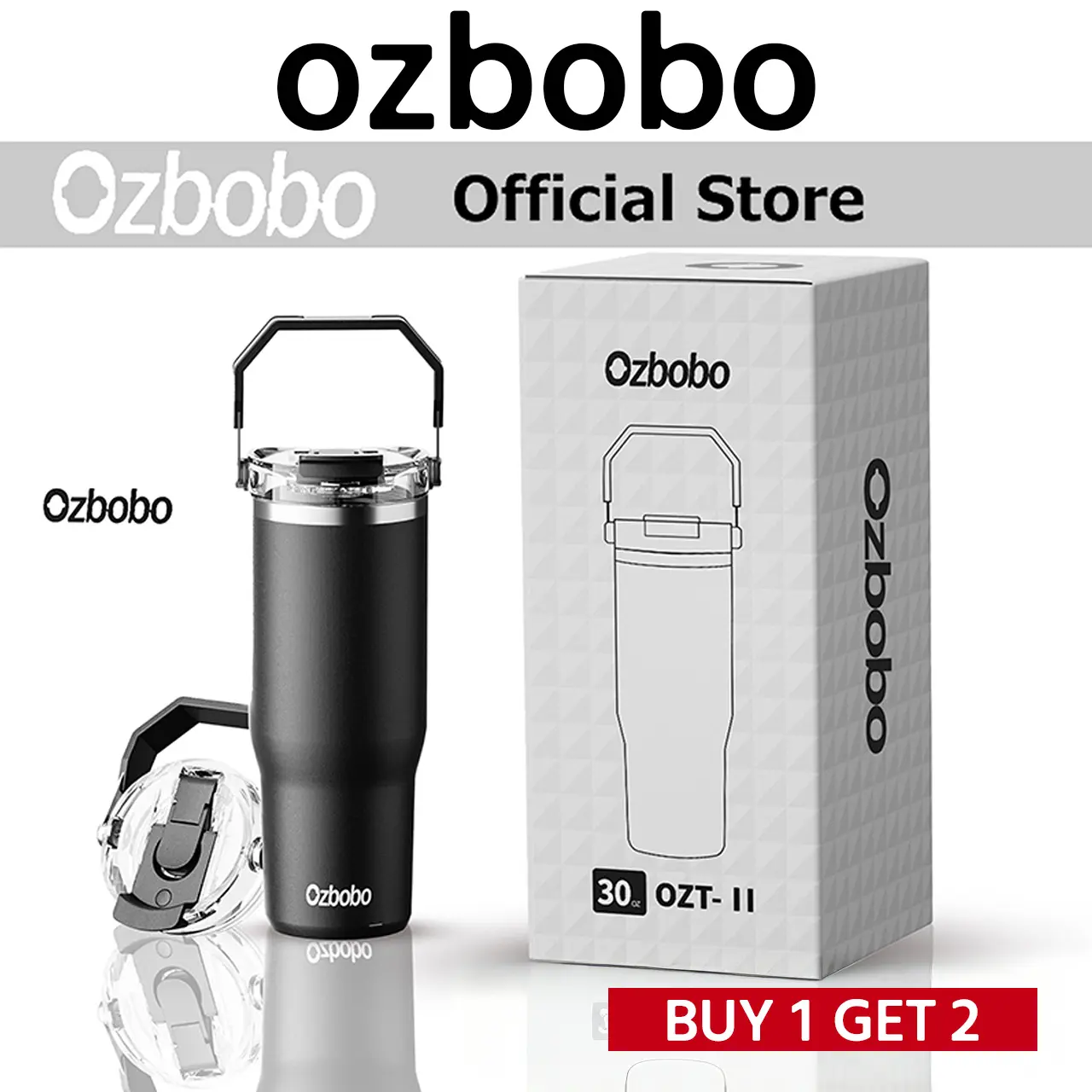 Buy 1 Get 2,30 oz Tumbler with Handle & Straw – Stainless Steel Water Bottle with 2-in-1 BPA-Free Lid, 100% Leak Proof, Double Wall Vacuum Insulated for Hot & Cold Drinks,father'sdaygifts