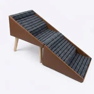 17”New pet dog climbing ladder ramp bedside table wooden slope steps non-slip dog stairs 2-in-1 Home Bearing capacity 150 lbs dog ramp for large dogs pet furniture Dog steps Dog stairs Automon dog ramp cat stairs
