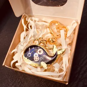 Handmade 3D Whale Keychain Epoxy Resin Ocean Lover Gift Bag Charm