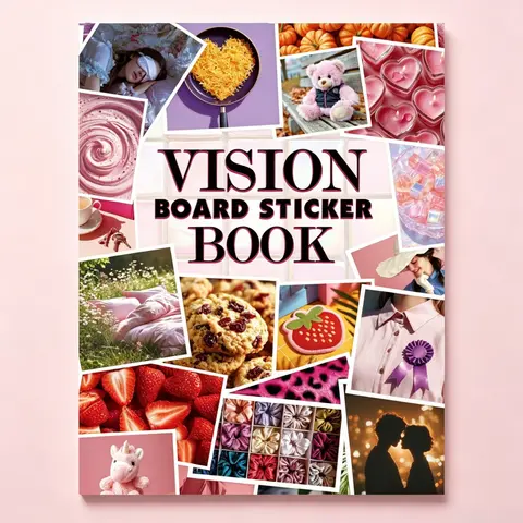 Vision Board Vision Book Inspirational Material Cutouts Dream Goals DIY Scrapbooking Craft Vision Board Stickers Notebook, Creative Motivational Tool, Personal Growth, Goal Setting