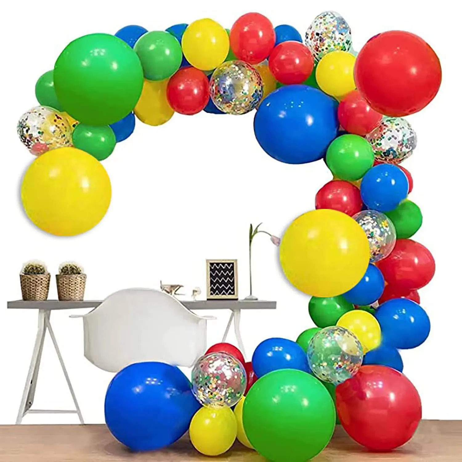 Red Blue Yellow Green Balloon Garland Kit,3 Sizes 18''12''10'Balloon Garland Kit,Latex Balloons For Mario Birthday Carnival Circus Party Decorations