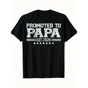 Promoted To Papa Est 2026 T-Shirt Glossy Finish Music Gifts For Men Classic Black, Allseason Tshirt