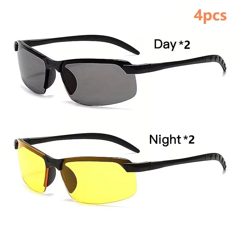 4 pairs of Aurora night vision driving glasses with exquisite glasses case, Anti-Glare