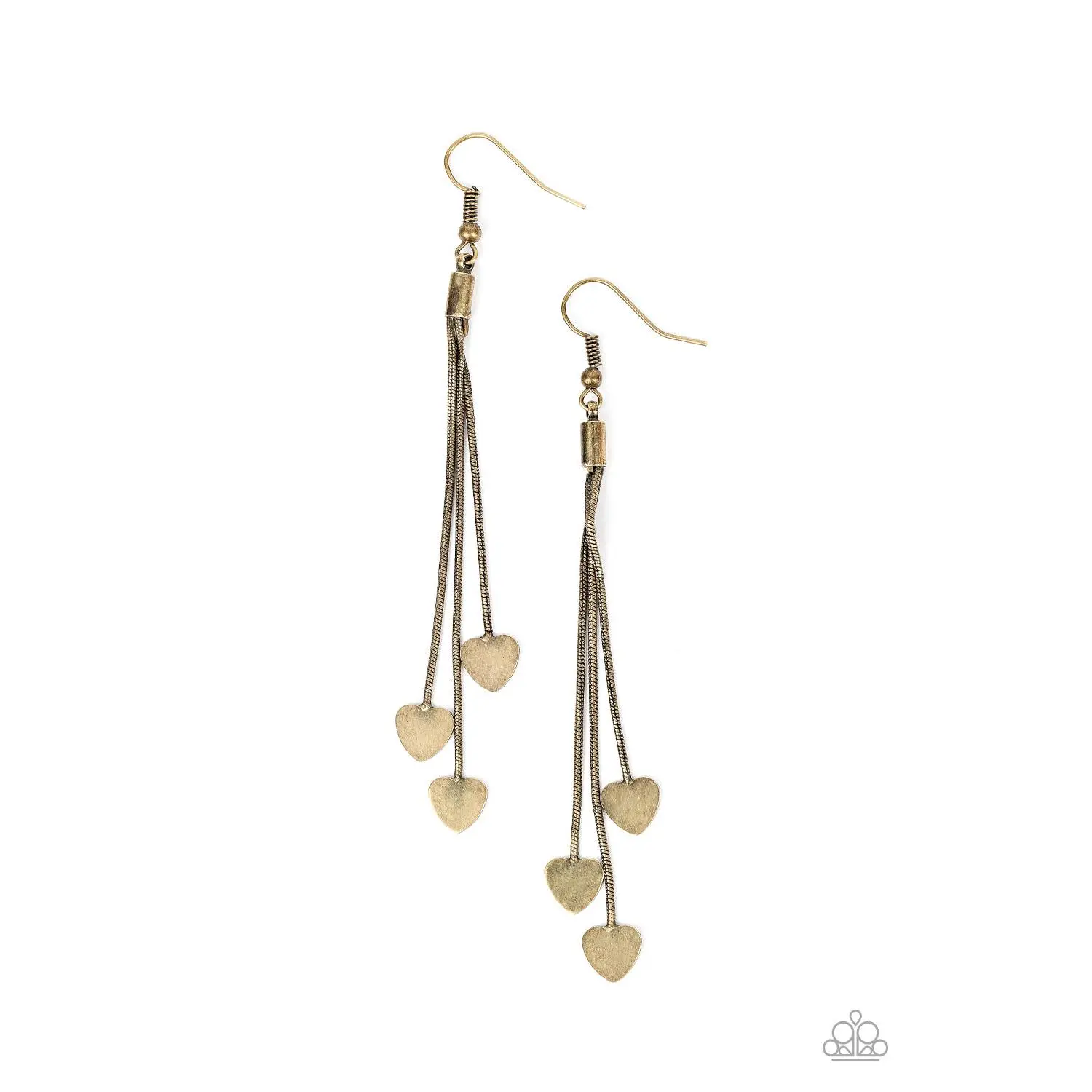 Rustic Brass Heart Tassel Earrings for Women - Flirtatious Dangle Jewelry with Varying Lengths of Snake Chain