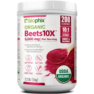 biophix Organic Beets 10X Beet Root Powder - 2.2 lbs - Superfood Energy Support Detoxification Heart Health