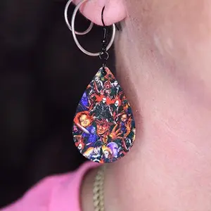 Halloween Horror. Scary Popular Characters. Chucky, Freddy Kruger, Jason, Michael Meyers, and more. Teardrop Earrings. Hypoallergenic Hooks.