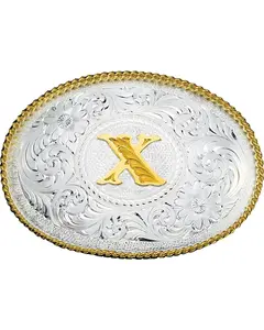 Montana Silversmiths Unisex Engraved Initial X Western Belt Buckle - 700X