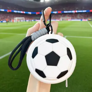 New Mini Sports Ball Coin Purse, Cute Soccer Earphone Storage Bag, Fashion Keychain Wallet, Soccer Theme Party Gift, Teen Athlete Gift