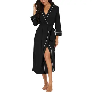 Women's Long Knit Bathrobe Lightweight Soft Robe LadiesGift
