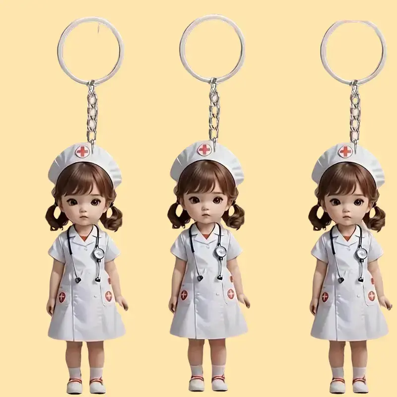 Medical Professional Themed 3-Piece 2D Acrylic KeychainSet Durable, Waterproof, Scratch-Resistant, KeychainIncluded, Key Charms for Medical Staff Gifts