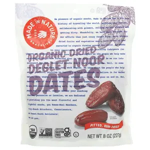 Made in Nature Organic Dried Deglet Noor Dates, Pitted, Sundried, 8 oz (227 g) Made in Nature Organic Dried Deglet Noor Dates, Pitted, Sundried, 8 oz (227 g)
