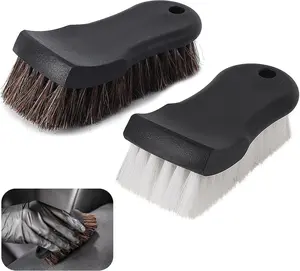 Upholstery Brush, Upholstery Brush Set, Leather Cleaning Brush, Carpet Brush  Cleaning Brush, Long Bristle Horse Hair  Cleaning Brush for  Interior Leather Seat and Home Furniture