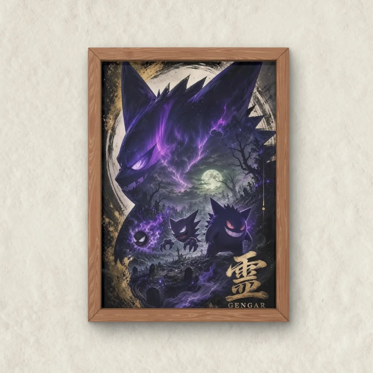 Gengar Poke Poster, Japanese Anime Poster, Unframed Wall Art, Home Decor
