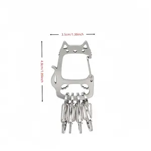 Cute Cat Stainless Steel Keychain, Heavy-Duty Spring Hook Design, Compact Lightweight Key Holder for Daily Carry, Camping, and Gifts for Cat Lovers