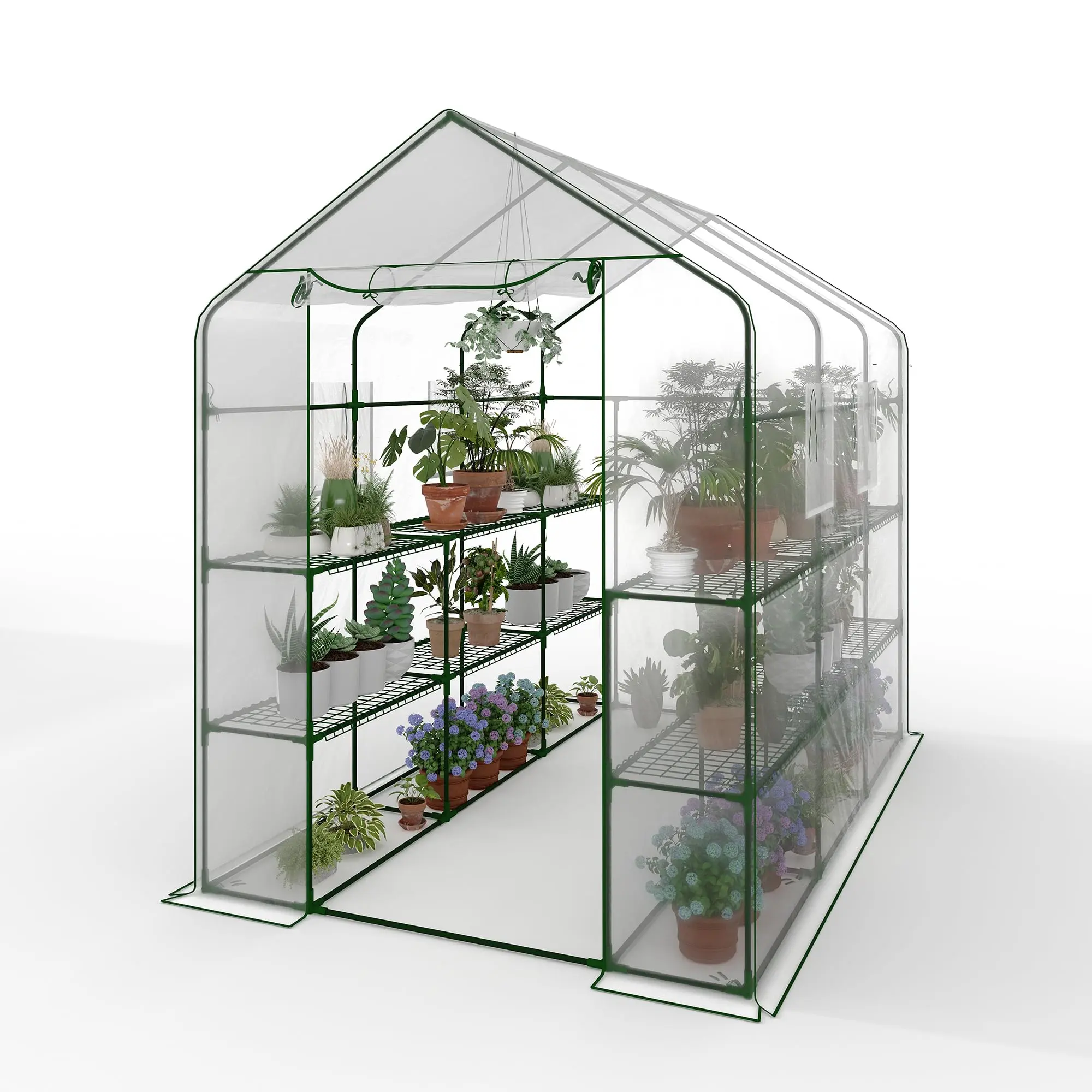 85"x56"x77" Heavy Duty Walk-in Greenhouse, 6 Shelves, UV-Resistant, Weatherproof Tent with Mesh Vents - Easy Assembly for Garden