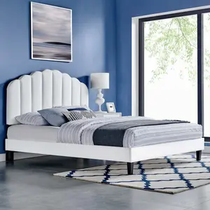 Modway Daisy Performance Velvet Queen Platform Bed in White