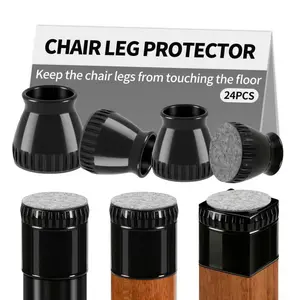Noise Reducing Chair Leg Protection Cover Wear Resistant Chair Leg Cover Multiple Sizes Anti Scratch Floor 24 Pieces/Box