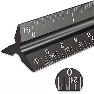 12 Inch Aluminum Architect Scale, Professional Drawing Scale, Triangular Scale, Hand Measuring Tool for Home & Office & School