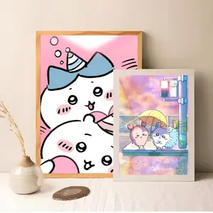 Chiikawa Painting Calligraphy Gift with prints Home bedroom living room decoration promotion and display suitable for bedroom bar parlor home decor gift fade-Resistant, Non-sticky, vibrant Wall print poster