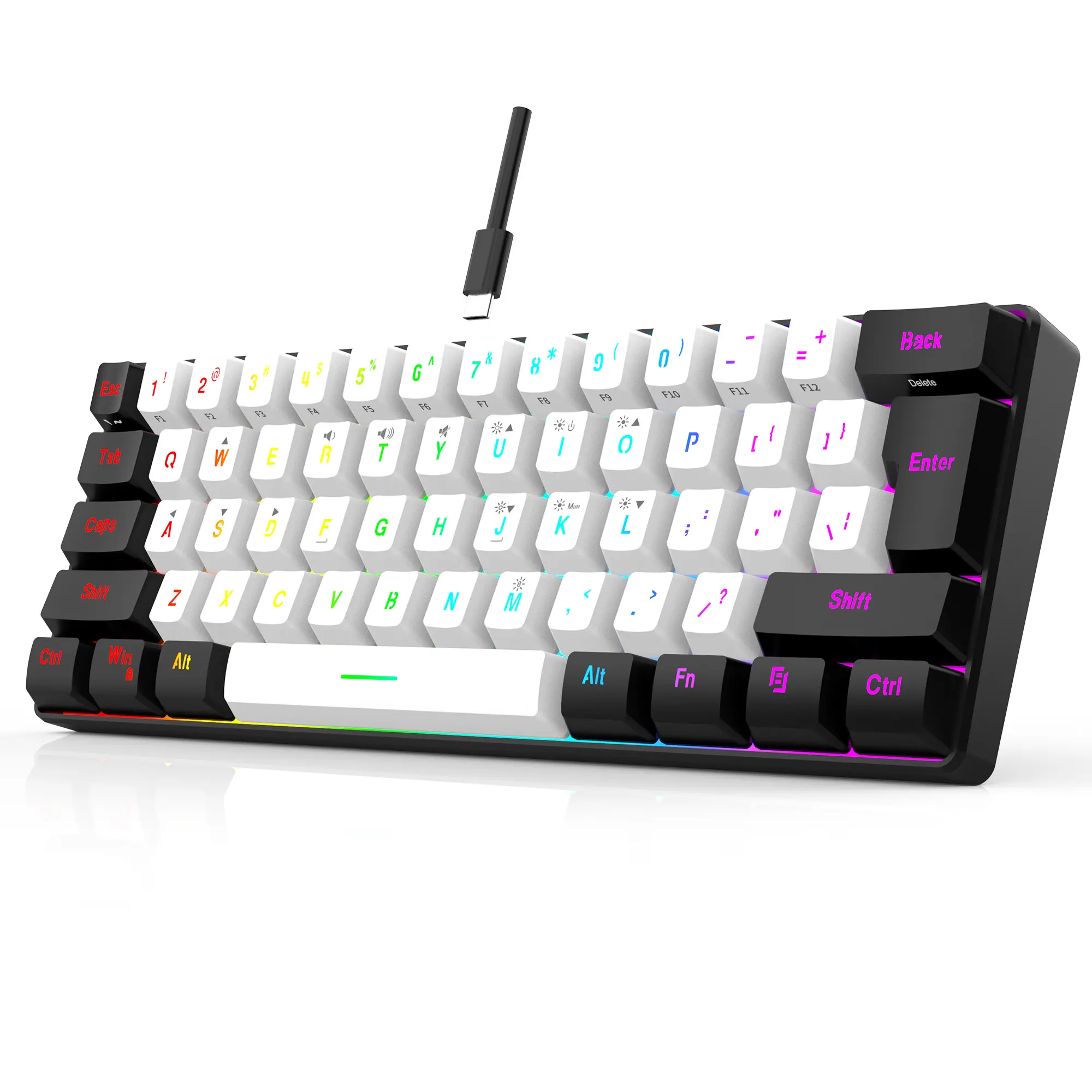 61 Key Ultra Compact Membrane Keyboard White Black