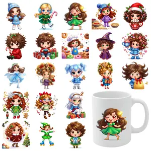 21 Pcs Christmas Characters UV DTF Stickers UV DTF Stickers Plastic Self-Adhesive Labels Waterproof Decals Waterproof Rub on Transfers Glass DTF Transfer Stickers clock