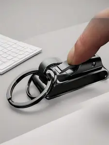 Men's Belt-Worn Anti-Lost Keychain, Waist-Mounted Multifunctional Key Ring, Stainless Steel Metal Pendant, Creative Gift Idea