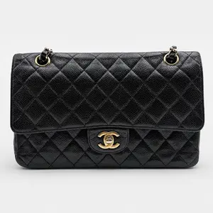 Pre-owned CHANEL france Shoulder Bags H1 Classic Flap (CF) Medium, black caviar leather with light gold hardwareH02736