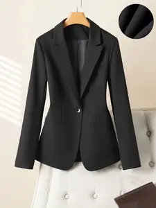 Women's Long Sleeve Blazer Jacket, Casual Office Wear, Versatile One Button Design, Perfect for Business and Daily Use