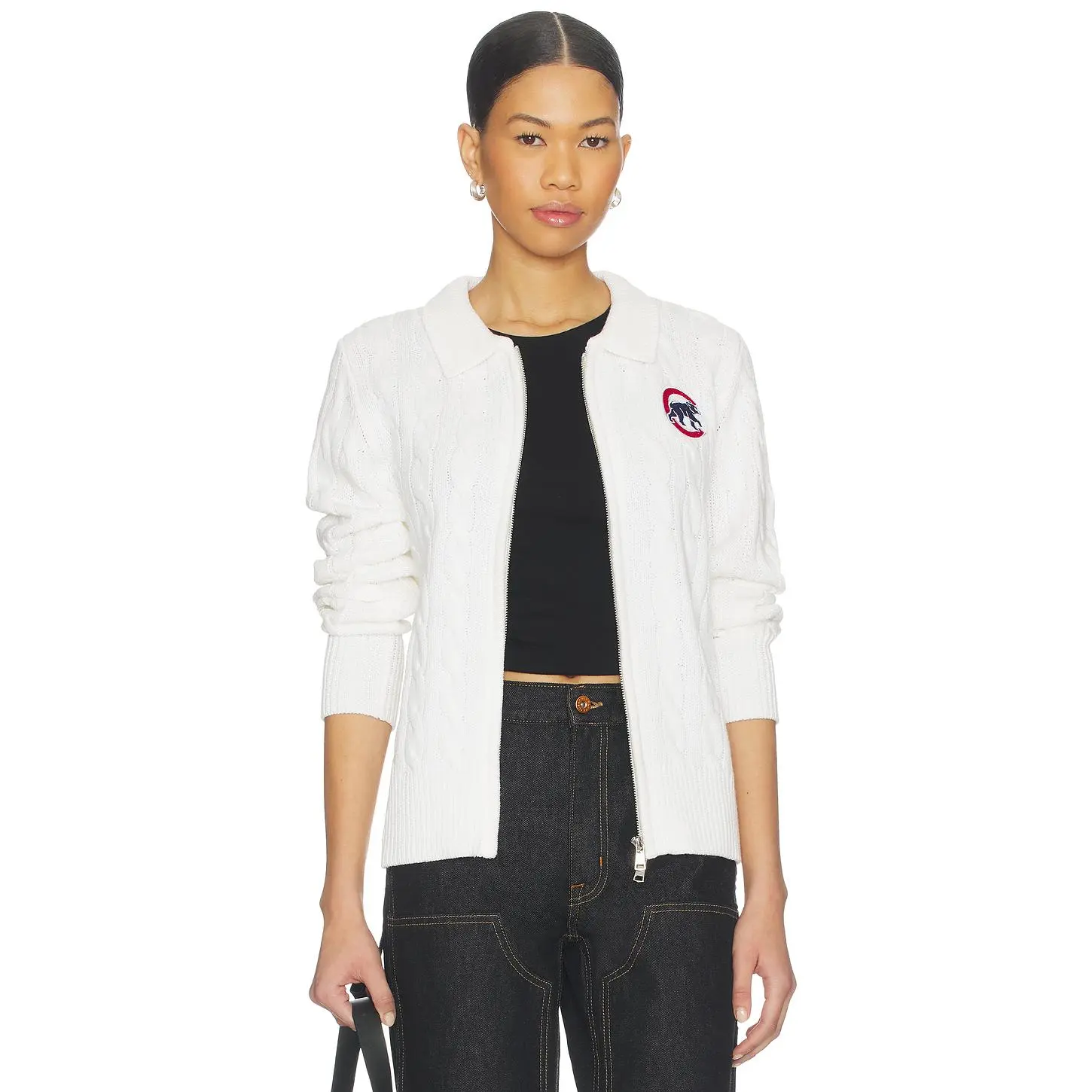 Terez x REVOLVE Chicago Cubs Zip Knit Cardigan in White