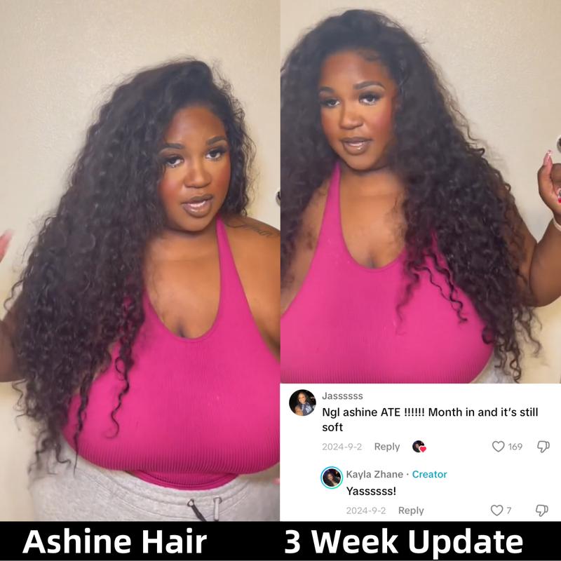 [Ashine] Vacation Hair 10A Brazilian Virgin 100% Human Hair Deep Wave Deep Curly Bundles Sew In Quick Weave Ponytail Closure Extensions One-directional Cuticles-sleek, Tangle-resistant, and Re-wearable 12-30 Inches Afro Kinky Bulk