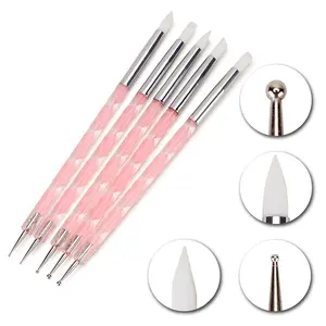 5-Piece Dual-Head Silicone Nail Art Drill Pen Set, Sculpting Tools Kit, Gel Point Painting Pens for Professional Manicure Supplies, Nail Care