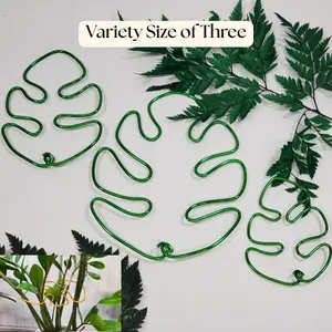 Variety Bundle of Three Monstera Leaf Shaped Specialized Wire Original Plant Wrap Leaf and Stem Support (1) Large, (1) Medium, and (1) Small Handmade Aesthetically Pleasing for Healthy Growth and Air Circulation plant tie