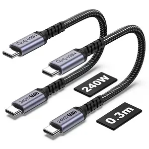 1FT USB 4  2 Packs, 240W USB C to USB C , 40Gbps High Speed Data Transfer and Single 8K or Dual 4K Display Video Output Compatible with Thunderbolt 4, MacBook Pro,  15/16 Plus